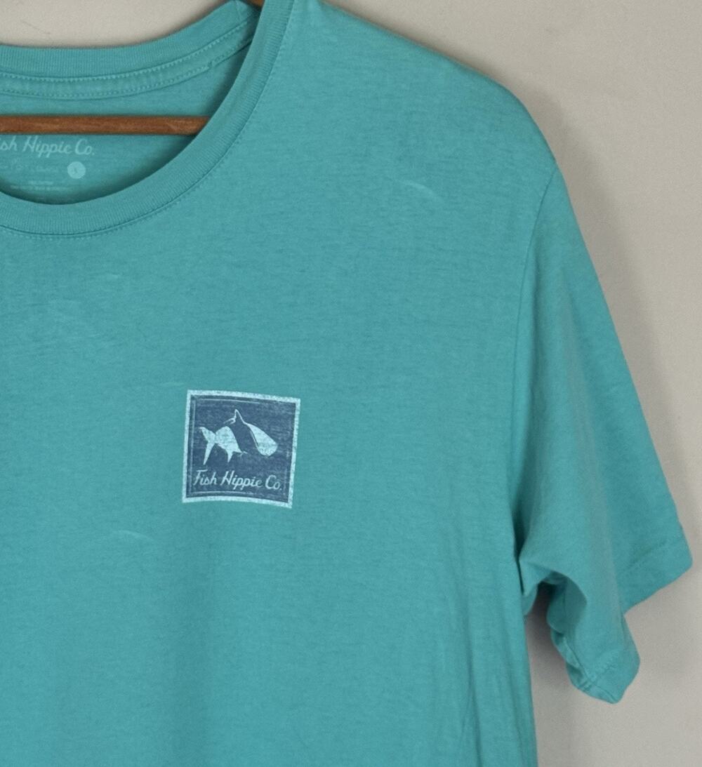 Fish Hippie Teal T-shirt Fine Outdoor Seersucker & Saltwater Large